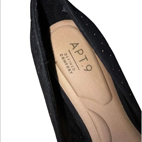 Apt. 9 Hour Hand Black with Gold Stone Studs High Heels Size 7.5 - Picture 4 of 13